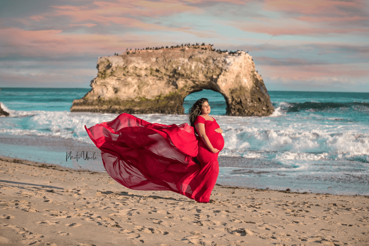 Red Sleeveless Maternity Dress - Photo Shoot Glam