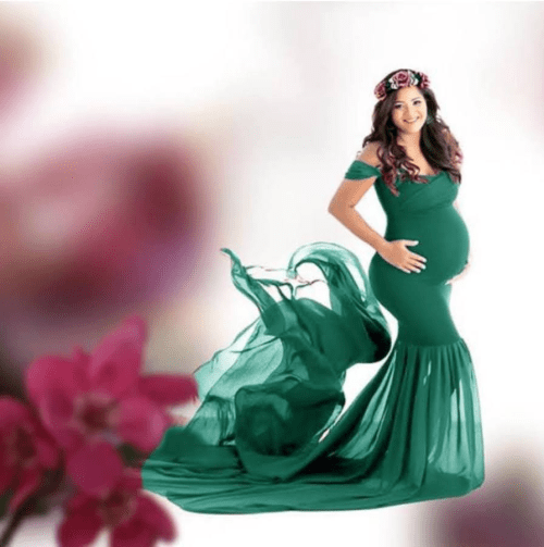 Long Off Shoulder Maternity Photography Props Pregnancy Dress For Photo Shooting