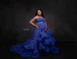 Midnight Blue Ruffle Tulle Maternity Dress