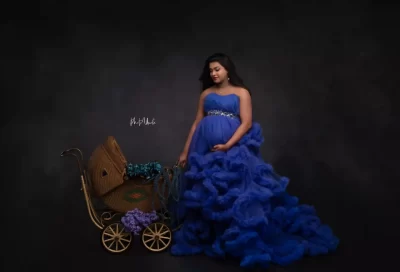 Midnight Blue Ruffle Tulle Maternity Dress