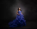 Midnight Blue Ruffle Tulle Maternity Dress