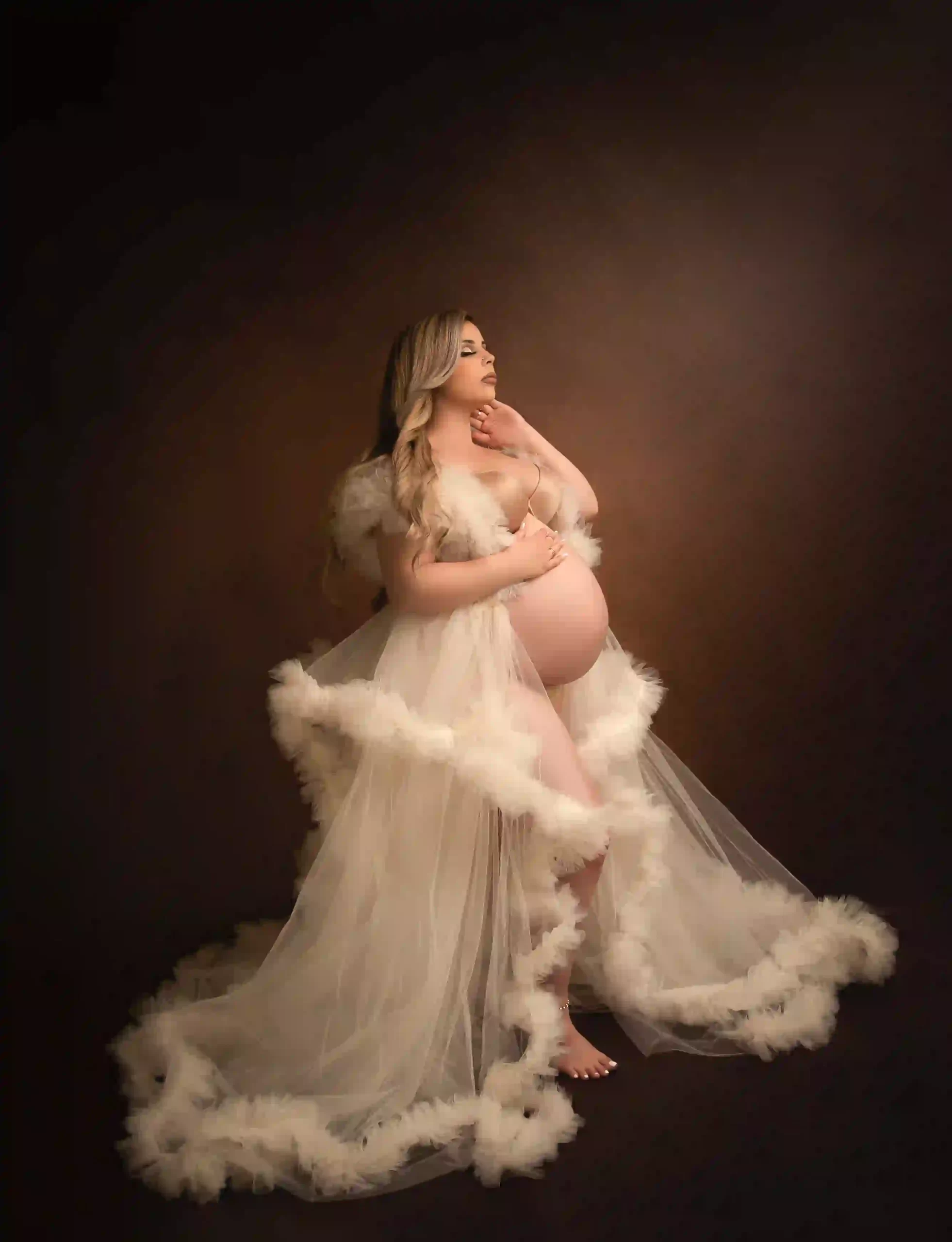 Cloudy White Tired Tulle Maternity Gown