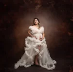 Cloudy White Tired Tulle Maternity Gown