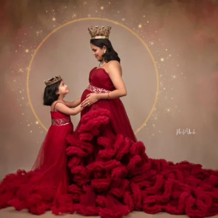 Red Mommy and Me dresses set 2 Dresses maternity gown Flower girl Princess Dress Pregnancy dress Pregnancy mother daughter Matching dresses