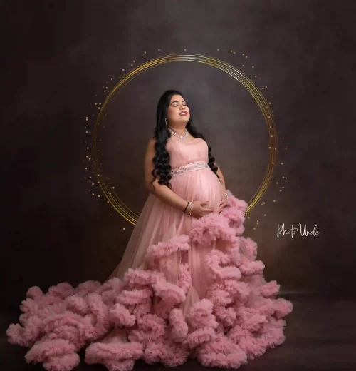 Pink Tulle Ruffle Maternity Dress