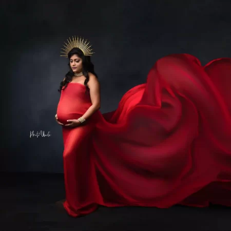 Flowy Chiffon Wrap Gown for a Sensual and Breathtaking Maternity Shoot