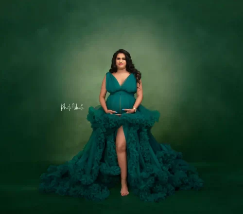 Jade Green Natural Beauty Robe for Photoshoots
