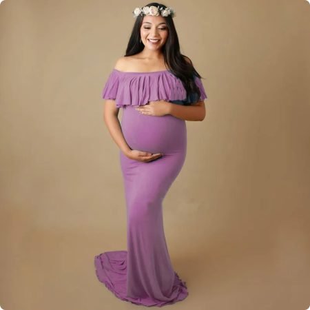 Off-Shoulder Maternity Dresses for Photo Shoots