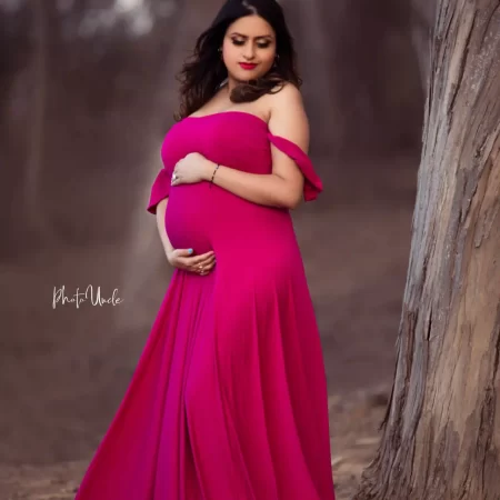 Radiant Off-Shoulder Long Maternity Photography Dress