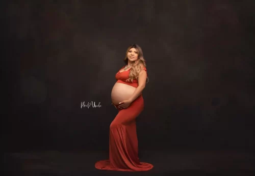 Rusty Off-Shoulder Long Maternity Photography Dress