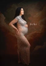 Stunning Maternity Dress Embellished for Pregnancy Photoshoots