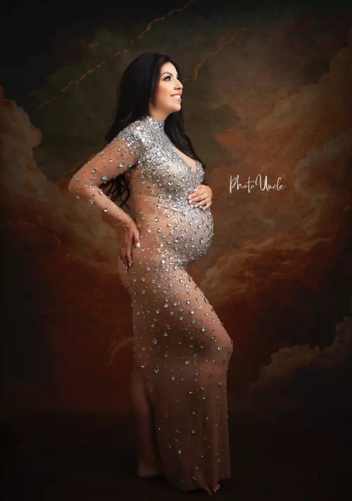 Amazing Maternity Dress Embellished for Pregnancy Photoshoots