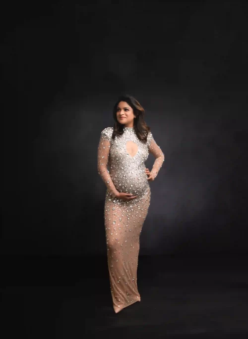 Stunning Maternity Dress Embellished for Pregnancy Photoshoots