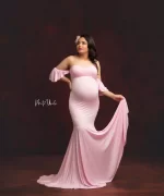 Timeless Elegance Off-Shoulder V Neck Maxi Photography Dress