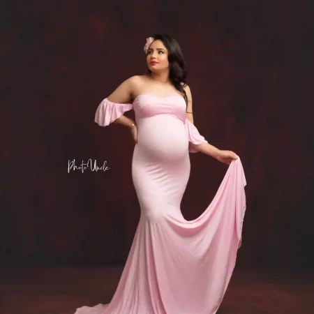 Timeless Elegance Off-Shoulder V Neck Maxi Photography Dress