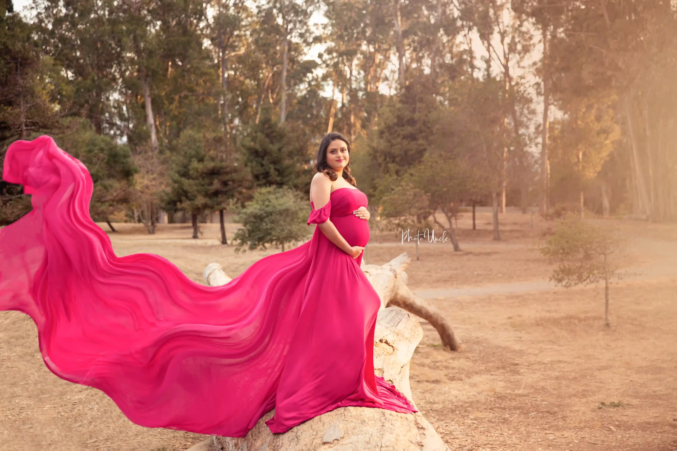 thumbnail image 2 of SDRESS Women's Off Shoulder Maternity Gown - Chiffon Maxi Dress With Train For Photography, Baby Shower 2 of 10