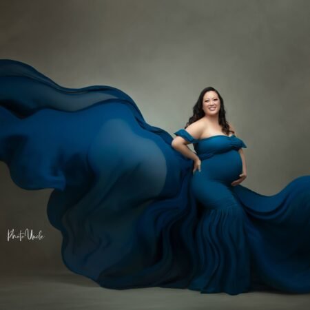 Stunning Off-Shoulder Maternity Gown Ideal for Capturing Your Pregnancy Glow