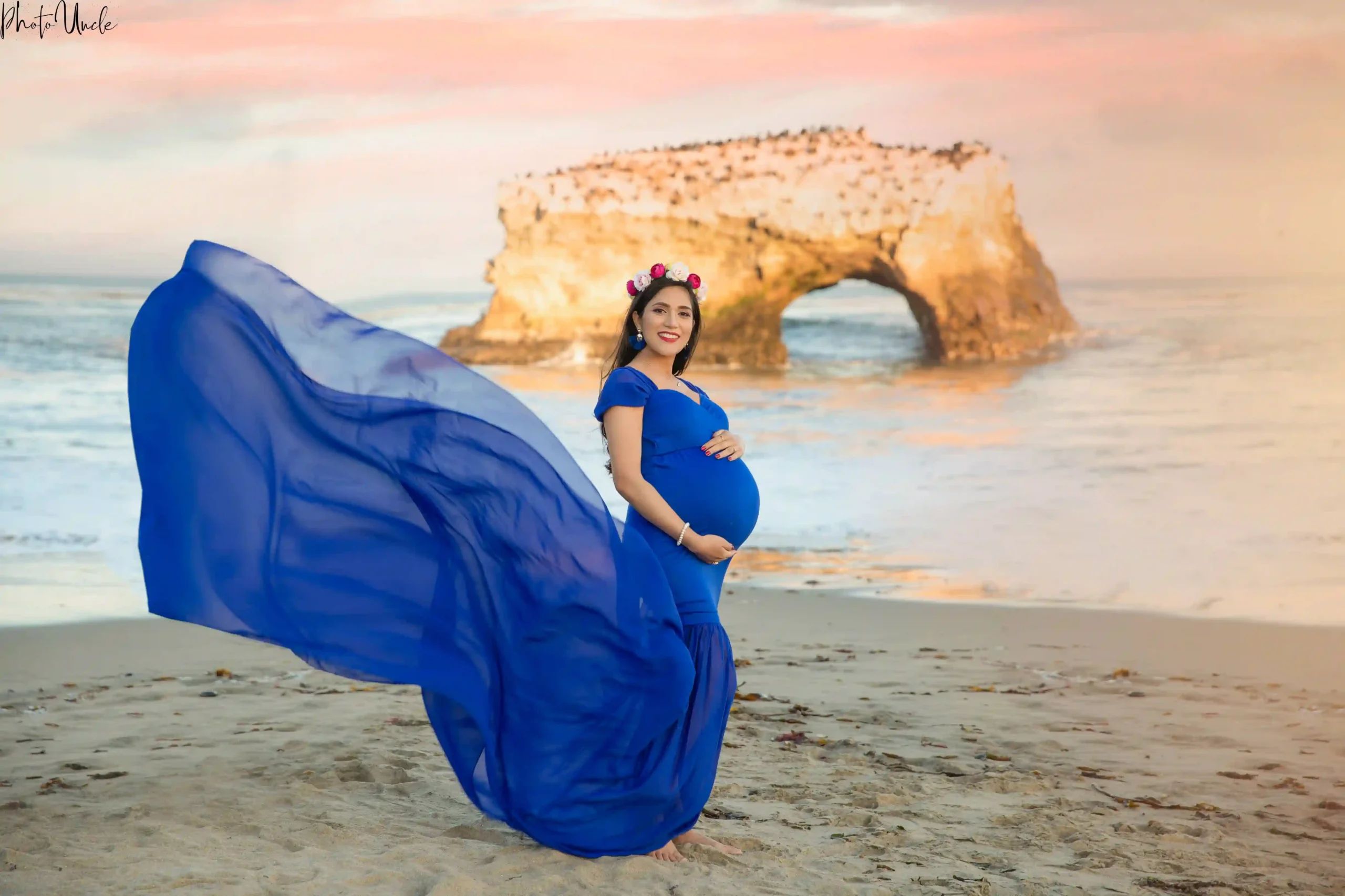 Blue Maternity Photography Dress For Photo Shooting Off Shoulder