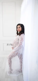 Elegant White Maternity Lace Dress for Every Expectant Mother’s Special Moments