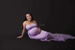 Lovely Lavender Sleeveless Maternity Fitted Gown with Train