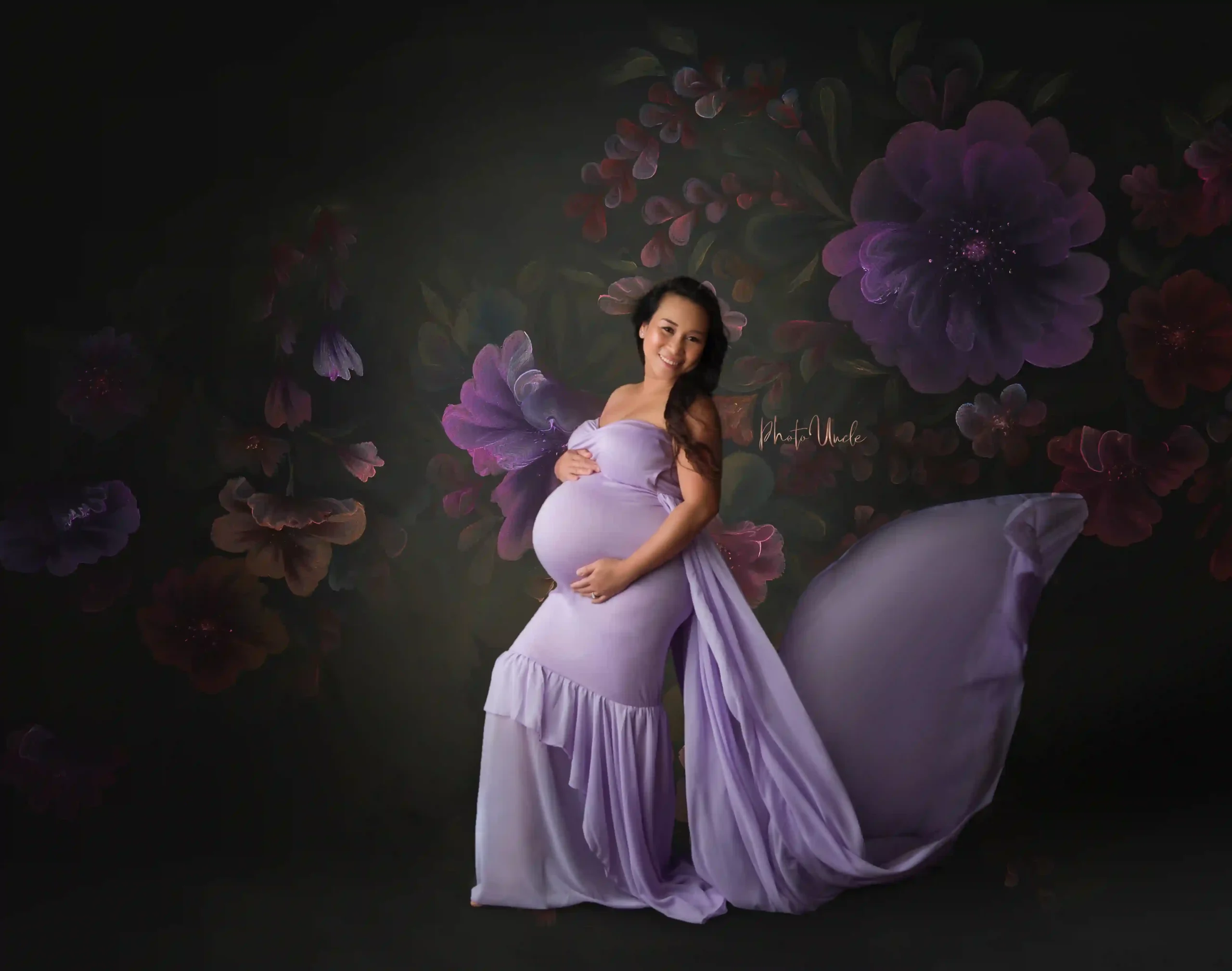 Lovely Lavender Sleeveless Maternity Fitted Gown with Train