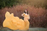 Maternity Photography Dress in Mustard Shade Perfect for Your Photo Session