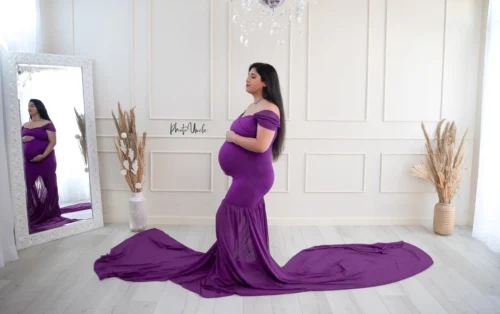 Purple Maternity Photography Dress For Photo Shoot