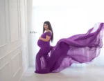 Purple Maternity Photography Dress For Photo Shoot