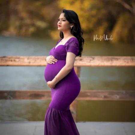 Purple Maternity Photography Dress For Photo Shoot