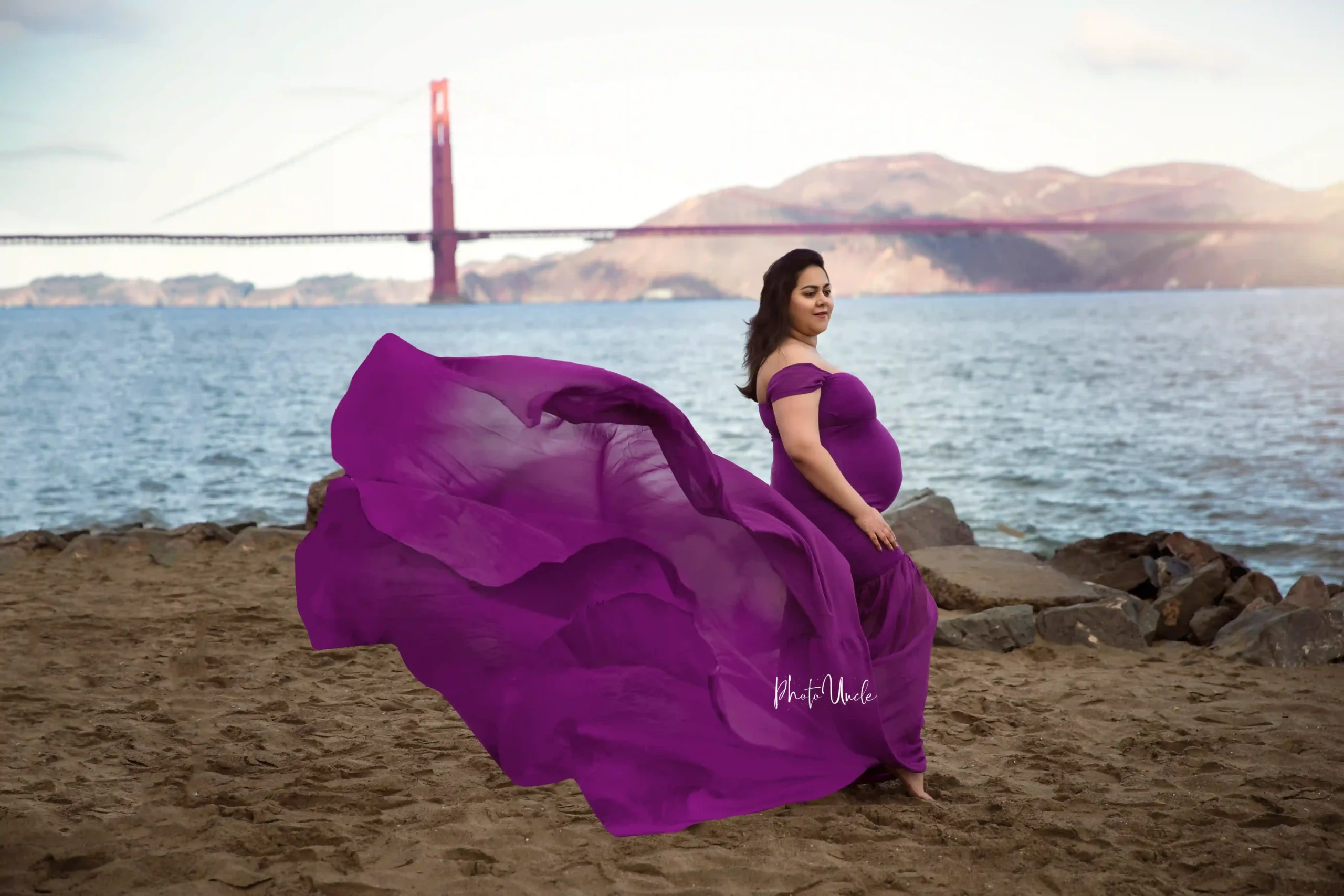 Purple Maternity Photography Dress For Photo Shoot