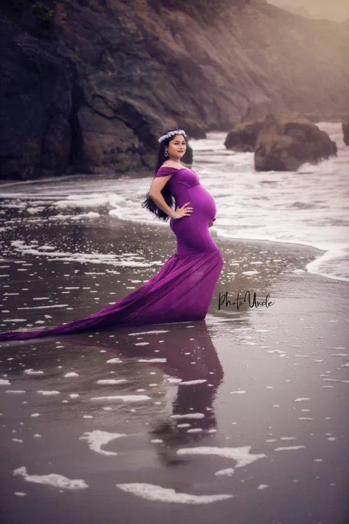 Purple Maternity Photography Dress For Photo Shoot