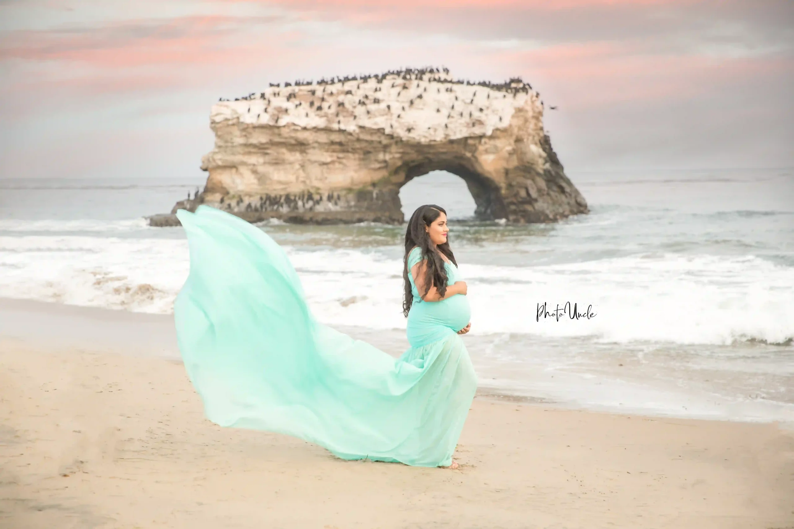 Stunning Sea Green Maternity Maxi Gown for Photoshoots