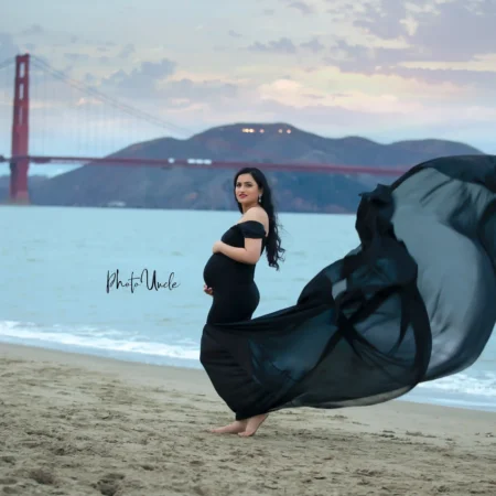 Stylish Black Off-Shoulder Maternity Maxi Gown for Photo Shoots and Pregnancy Glamour