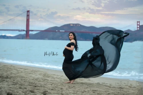 Stylish Black Off-Shoulder Maternity Maxi Gown for Photo Shoots and Pregnancy Glamour