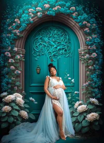 Gorgeous Light Blue Maternity Dress for Pregnancy Photoshoots